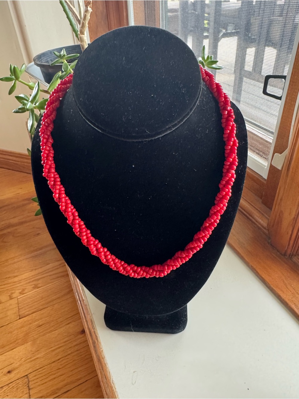 Red Beaded Twist Necklace - Women Jewelry